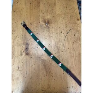 Good Threads Needlepoint 30 Santa Claus Green Leather Trim Christmas Belt